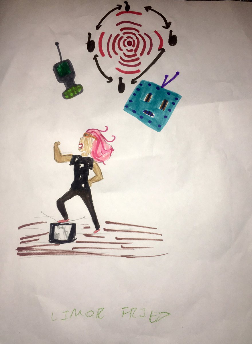 @adafruit My 11yo daughter, Anja, is a superfan! She learned about you at  XSTEM in DC and came home raving about how cool you are and drew this picture of you. Thanks for being such an amazing role model! #girlscientist