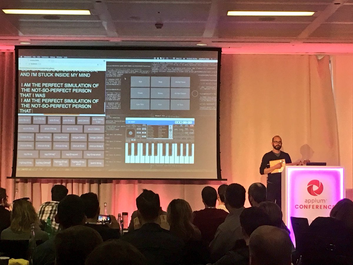 appium_conf's tweet photo. What a fantastic end to #AppiumConf with a live musical performance by @jlipps ft. Appium and Selenium 🎶 https://t.co/RfalGqUvNv