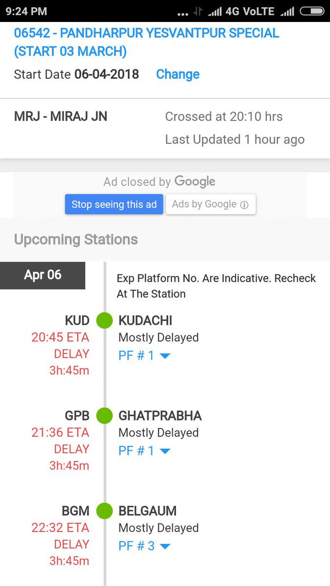 uday_kage's tweet photo. @PiyushGoyal @PiyushGoyalOffc @RailMinIndia @SW_Railway
Today again train late by 3.45hrs, same situatn faced on 3rd April (linkbelow)no reply frm u&amp;ur ministry. Is this the way indian rail functioning. I want Ur reply Gentleman. #ElectionKarnataka2018

 https://t.co/U9DoCQGS1Q https://t.co/sTddimhElx