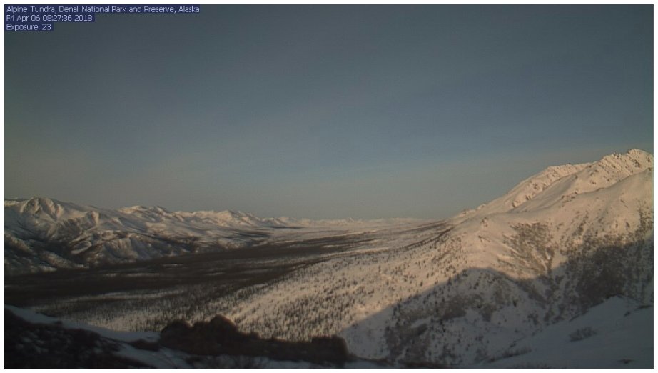 Looking forward to another field season in Denali National Park! I'll be surveying and using geophysics to assess landslide occurrence in the park, but we will have to wait until some of this snow melts! (Webcam photo from Mt. Healy this morning).