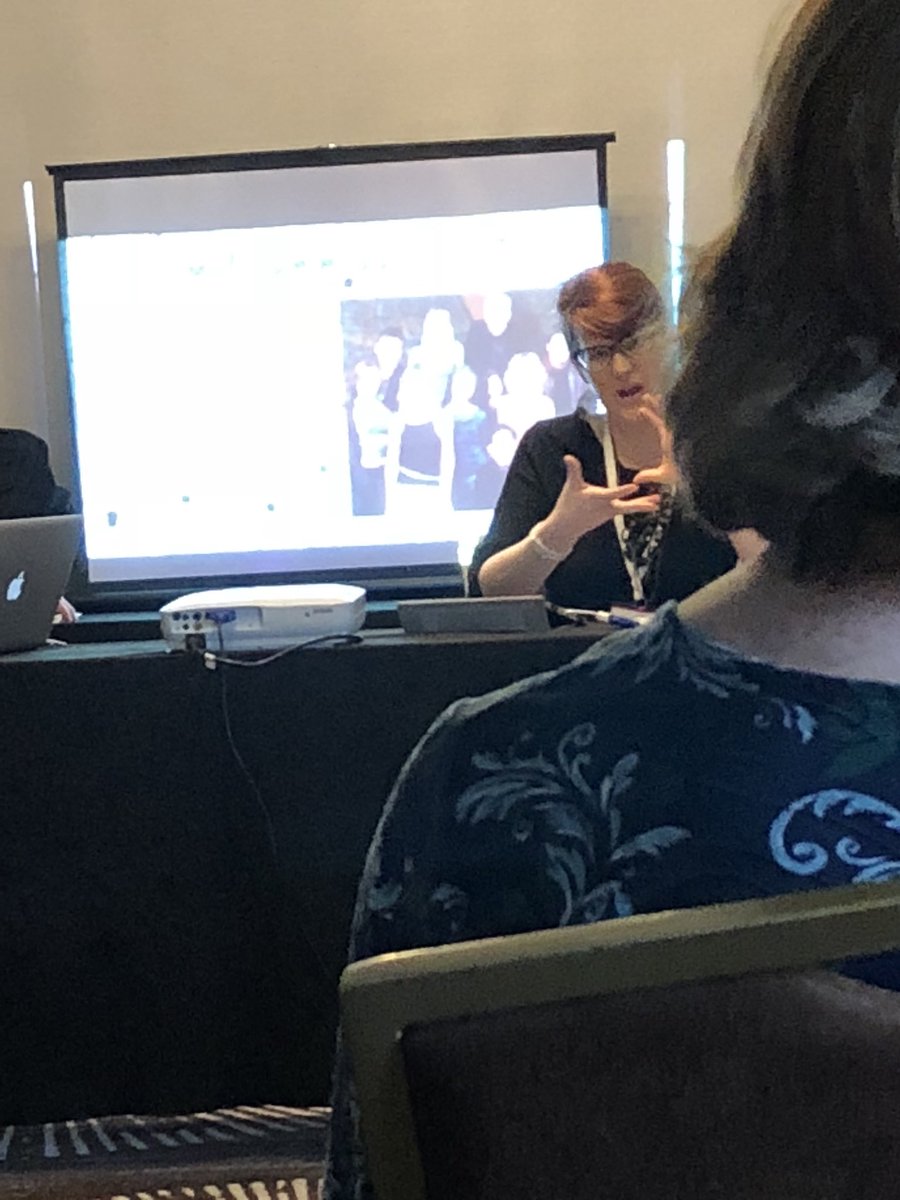 MizzouComm's tweet photo. And @one_onlyNettieB with an animated presentation of her research “Where the Dragons and Meth Addicts Play: A Rhizomatic Analysis of Popular Television as Westerns” #CSCA18 #MizzouResearch https://t.co/5Ozdoclsj0