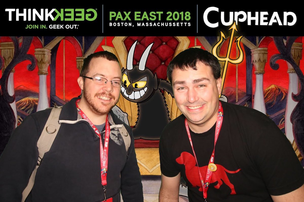 daringone's tweet photo. Me and @faceplate23 got our pictures taken with the devil! #ThinkGeekCuphead https://t.co/I4cMFyeN30