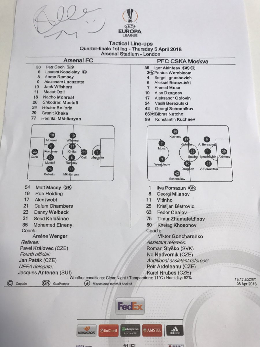 Arsenal's tweet photo. We've got that #FridayFeeling, so we're giving away this...

Want to win a #AFCvCSKA teamsheet, signed by @HectorBellerin? Just RT for your chance to win - we'll announce who's got it tomorrow https://t.co/EU54D7CFrr