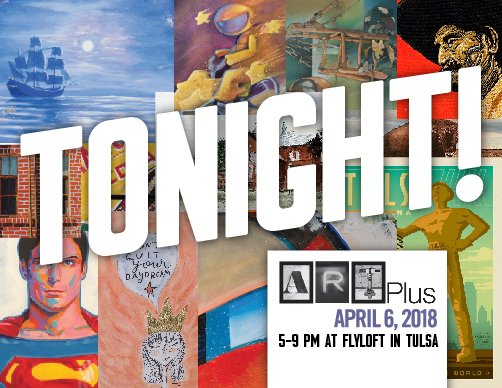 OSUITViscom's tweet image. It all happens tonight! ARTPlus at Flyloft, downtown Tulsa. There will be fantastic works of art for sale - paintings, prints, sculpture, photography. On-site screen printing of highly collectible shirts. BEER. WINE. SNACKS.  All proceeds fund scholarships for VisCom students.