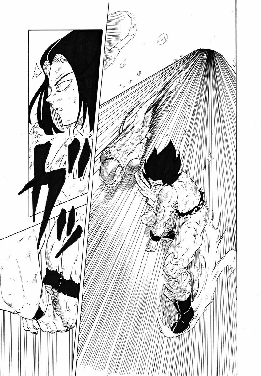 Dbz 悟空 フリーザ 17号vsジレン Part2 ジレンの乱打と17号の気弾は省略してます スライドが描きたかったので そしてまた天使の輪描くの忘れた