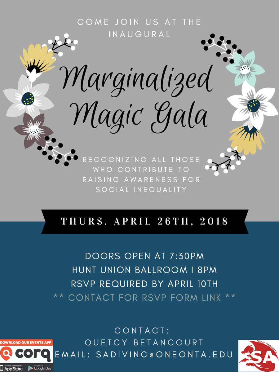 The Hunt Union is honored to host the debut of the Marginalized Magic Gala on Thursday April 26... #SUNYONEONTA#Oneyevents <a href="/OneontaSA/">OneontaSA</a>
