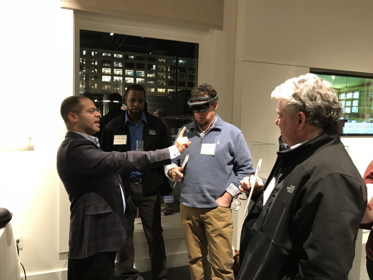 WindoverCM's tweet image. We love these action shots of Windover’s Amr Rafaat giving live demonstrations of Virtual and Augmented Reality at the #BostonDesignWeek event with @7TideDesign, @eleveninteriors, @bArchStudio, and #AWHastings.
