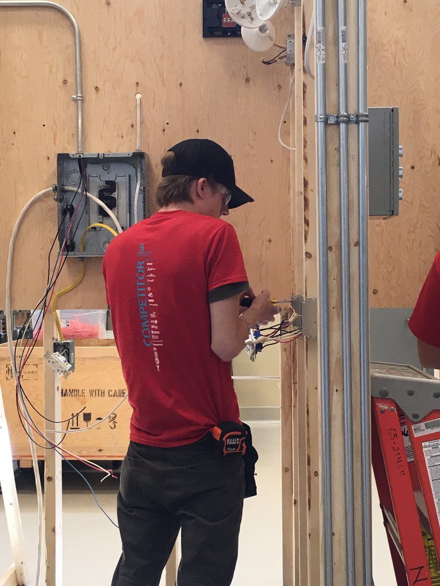Skills_NS's tweet photo. Our organizers for the Electrical Installations competition told us how electricity is measured, and we were like, Watt! #crickets ...bad jokes aside, thanks to the support from Bird Stairs, @KentAtl and Guillevin International Atlantic #SkillsComp2018 #Electrical #ThankYou https://t.co/g1fXSM7egi