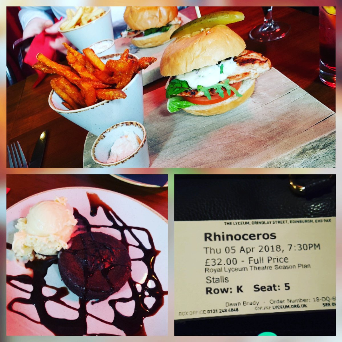 dbrady178's tweet photo. #Datenight @lyceumtheatre #Rhinoceros #theredsquirreledinburgh #edinburgh #chocolate #allyoucaneatdiet https://t.co/RQIcE7KYi2