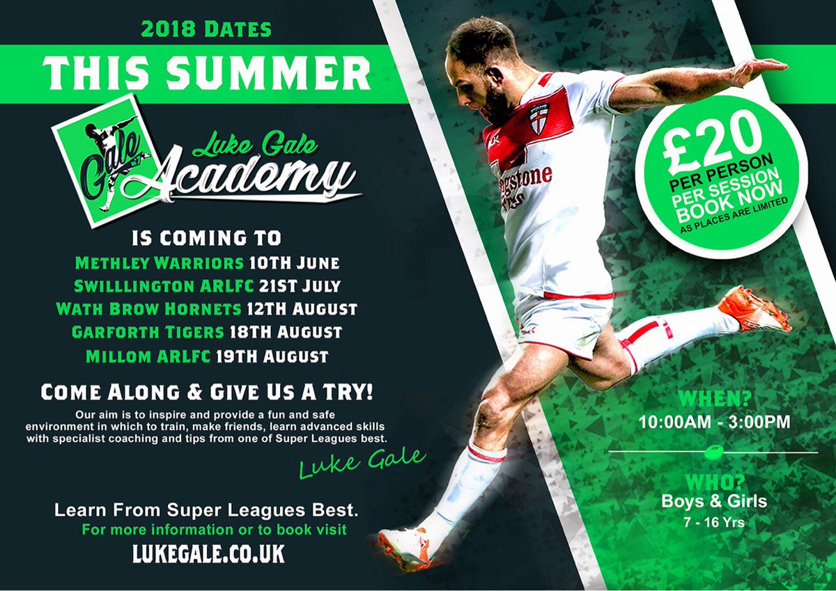 snozzer_gale's tweet photo. Luke Gale Academy is coming to a club near you this summer  ☀️🏉

Book your place now ➡️ https://t.co/1vDT2M1LXv https://t.co/m5RxpPfUSq