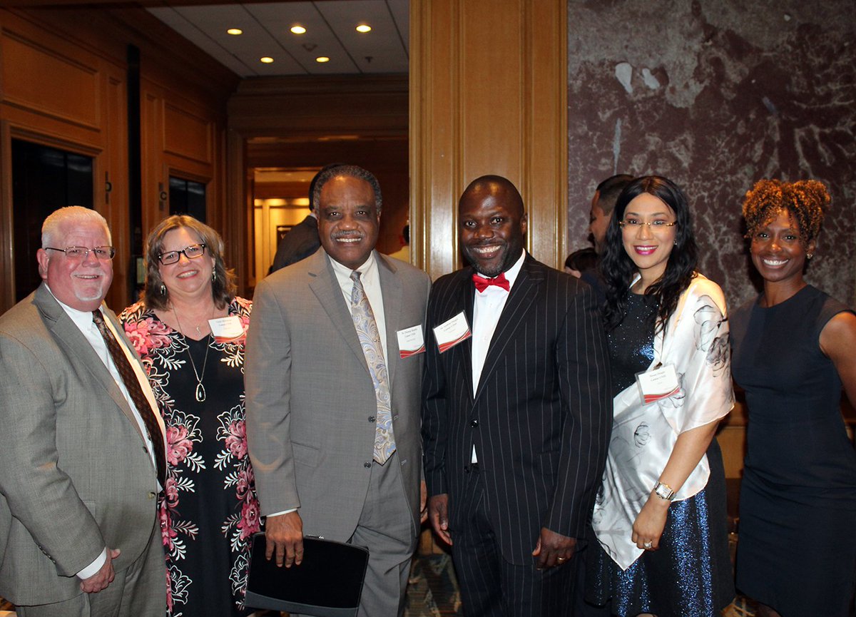 Region4ESC's tweet photo. Scenes from the 2018 Region 4 Principal Recognition Ceremony: Honored principals from @LamarCISD, with Superintendent @DrThomasRandle (3rd from left): Vicki Stevenson (2nd from left), Thomas Elementary, and Dr. Andree Osagie (3rd from right), Terry HS. #R4PRC #TxED https://t.co/1kMQ92fpGv