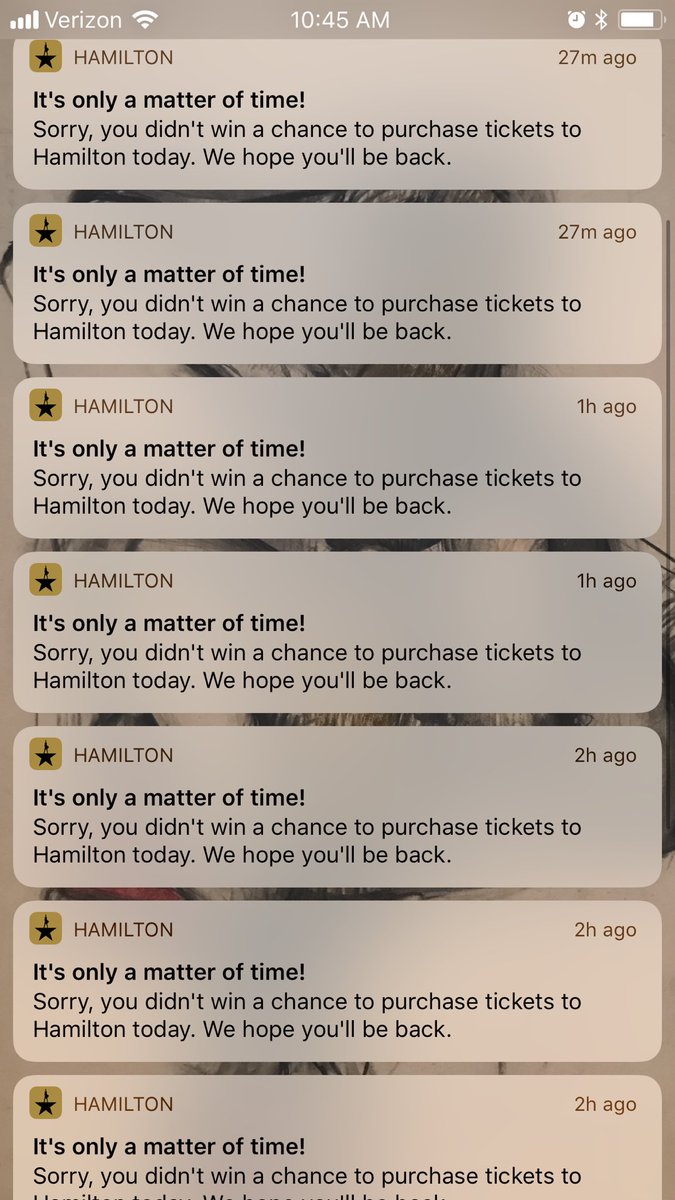 amber_waves's tweet photo. Somebody really needs to explain probability to the #Hamilton app developers. It is NOT only a matter of time, and you are adding insult to injury here. https://t.co/H23ECHoNM2