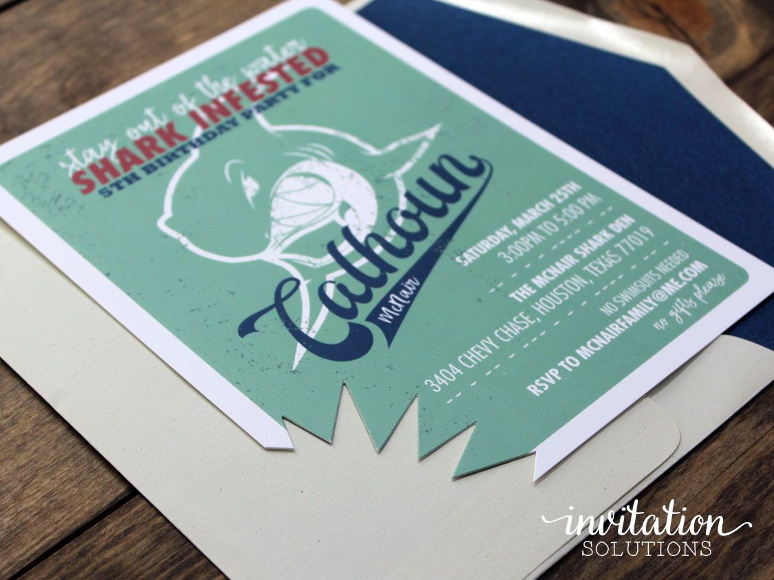 A birthday invitation worth sinking your teeth into 🦈 *cue Jaws score* #invitations #invitation #weddinginvitations #wedding #stationery #bride #birthday #birthdayinvitation #jaws #shark #calendar #eventbranding #branding #event #houston #texas #thewoodlands #marriage #love