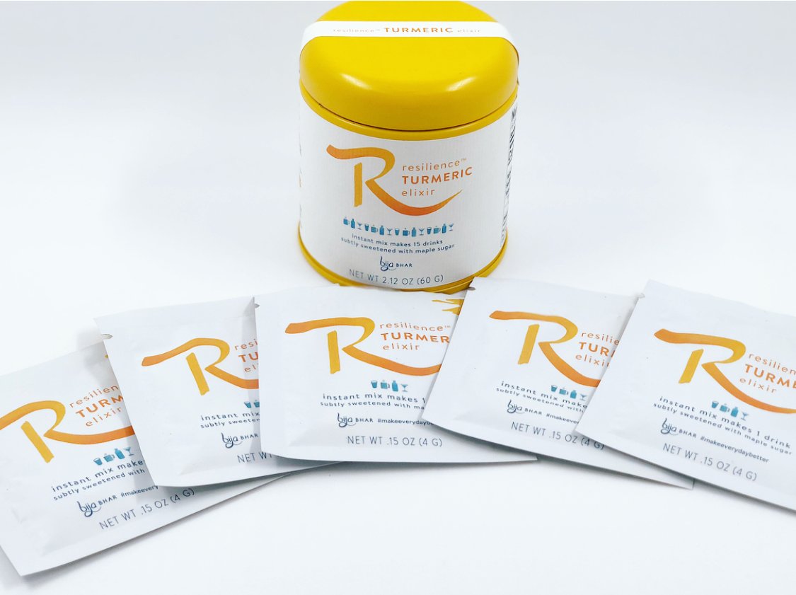 bnutritious's tweet photo. Cool new turmeric find! @BijaBhar Resilience Turmeric Elixir – the perfect post-lunch anti-inflammatory drink! Take that, latte! #MakeEveryDayBetter #Bapproved https://t.co/njLdIsnawJ https://t.co/KrTcu3VbjE
