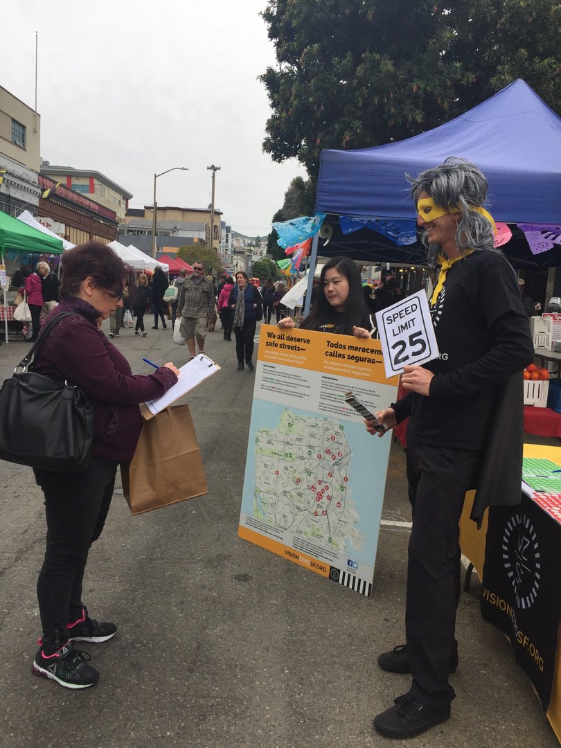 VisionZeroSF's tweet photo. We had SO much fun at the first #MissionCommunityMarket of Spring yesterday! Did you get to meet the #VisionZeroHero? 😃 @MissionMercado https://t.co/8pFnMYlH8a