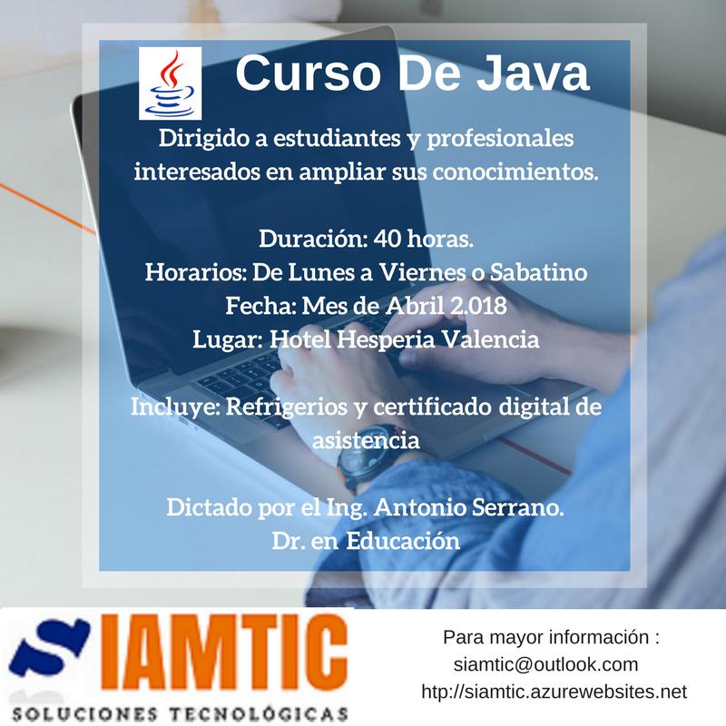elinel_p's tweet image. Te lo recomiendo. Cualquier información escribeme
#CursoDeJava #Valencia #EstasATiempo #FelizViernes #6Abri