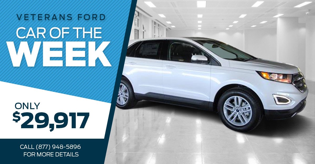 veterans_ford's tweet photo. Our Car of the Week is a brand new 2017 Ford Edge SEL! The beautiful paint job and sleek styling of the Edge can be yours for just $29,917.
Come take this beauty home from Veterans Ford Tampa today! https://t.co/Fw52yR16jK https://t.co/iPF7GGLxdl