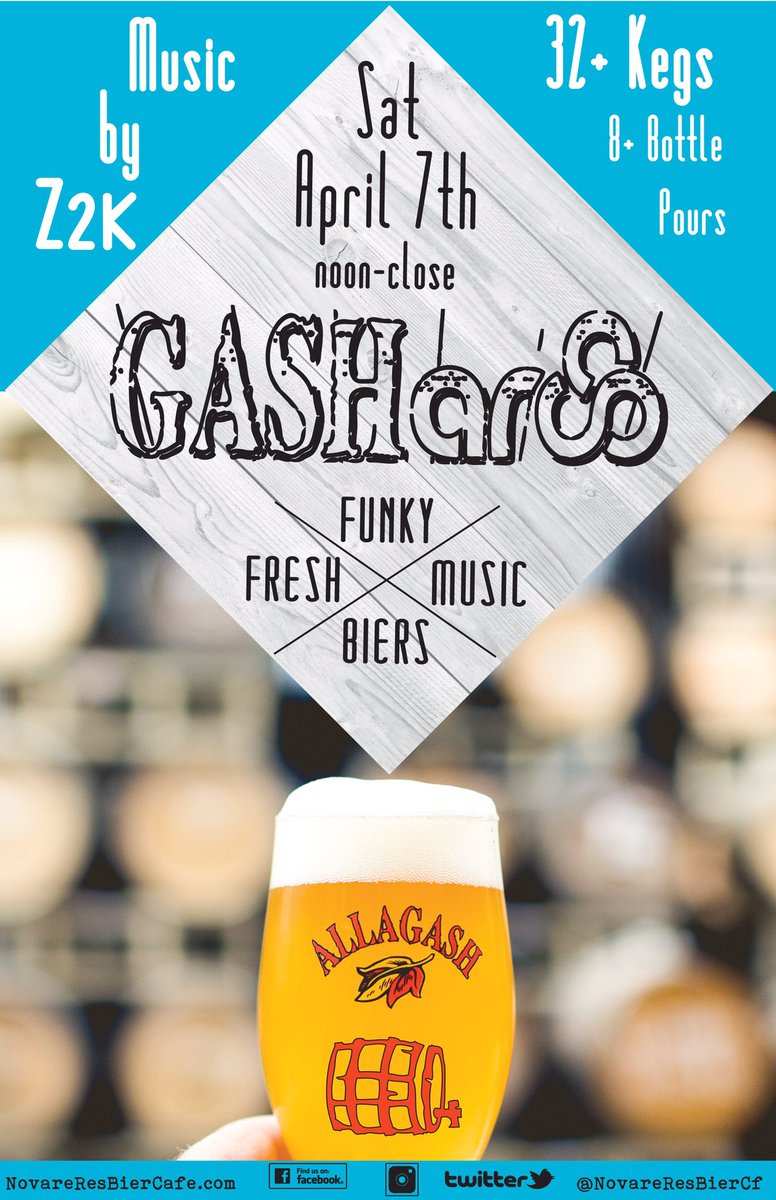 NovareResBierCf's tweet photo. #Gasharoo tomorrow April 7th
32+ draughts, 8+ bottle pours of @AllagashBrewing & live music with Z2k! https://t.co/RYhxpKsgek