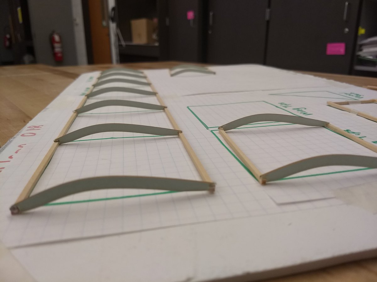 Shohentell's tweet image. Airfoil ribs using the laser. #rubberbandpower #principlesofflight #systemstech