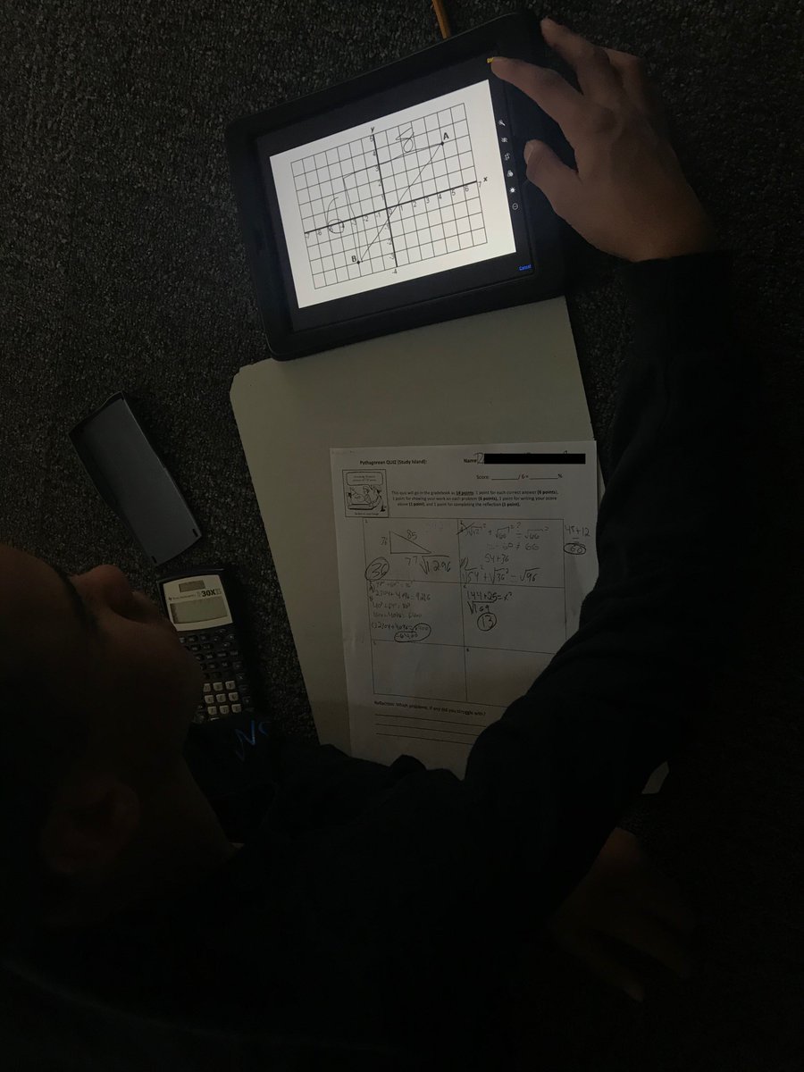 emmceebe's tweet photo. When taking a Pythagorean Quiz on the iPad, a student asked if he could screen shot the problem and mark it up in iPhoto! Brilliant! Proud of the hard work and sense making these students are showing. @EastgateEagles #EGMSmath #iLearnNKC https://t.co/zxcOCi1yv0