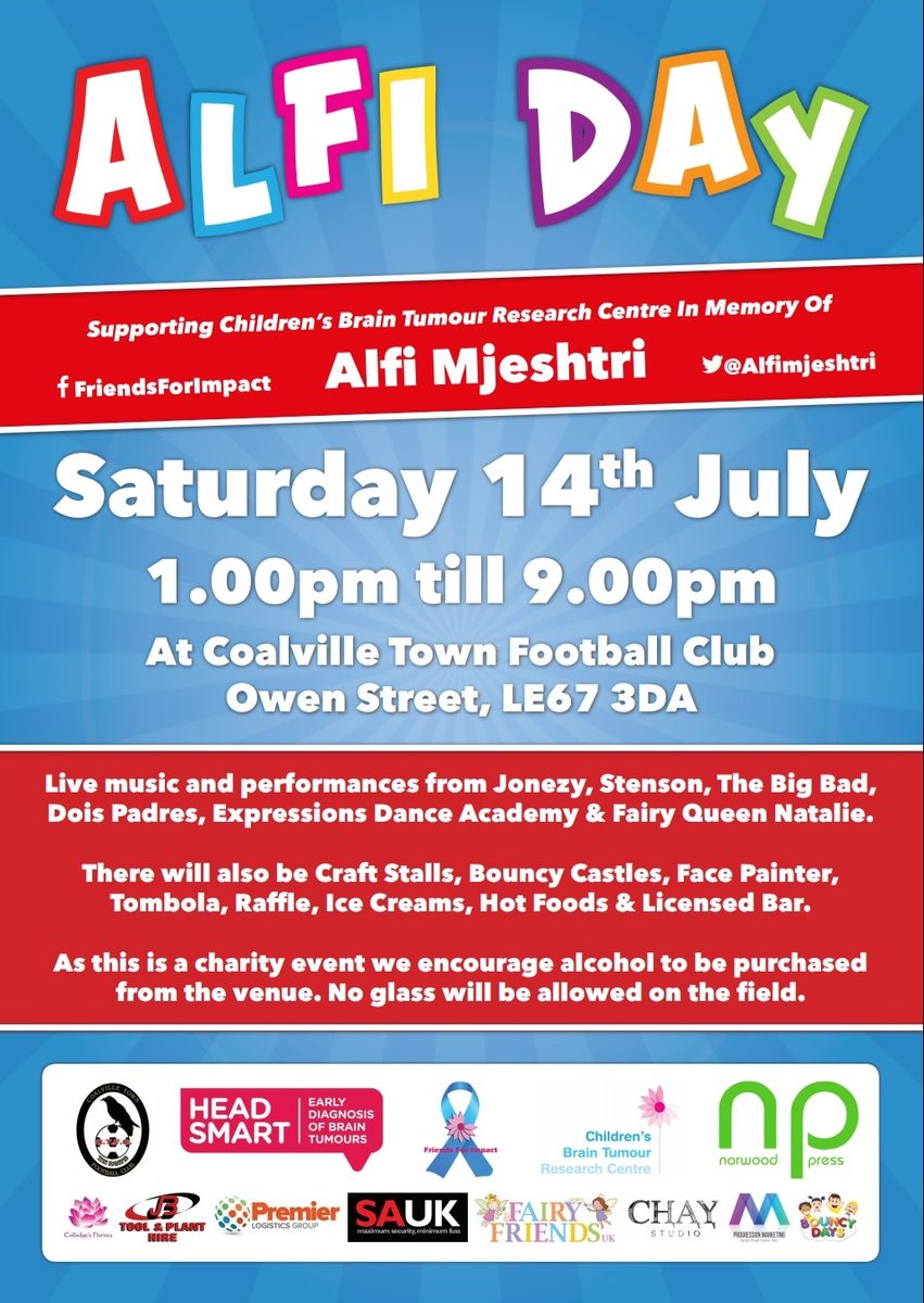 RT please. A date for your diaries, help us raise much needed funds for vital research into childhood brain tumours. <a href="/CBTRC1/">CBTRC</a> <a href="/HeadSmartUK/">HeadSmart</a> <a href="/CoalvilleTownFC/">Coalville Town FC</a> <a href="/premlogistics/">Premier Group</a> <a href="/boxingsecurity/">Simon Roberts</a> <a href="/Jonezymusic/">Jonezy</a> <a href="/Paulnico199/">Paul Nixon</a> <a href="/SteveWalsh5/">Steve Walsh 💙</a> <a href="/hannahmeredith/">Hannah Meredith</a> <a href="/msmarksteel/">Mark Steel</a> <a href="/7sRaven/">Coalville Town Youth FC</a> @Davidwalker40