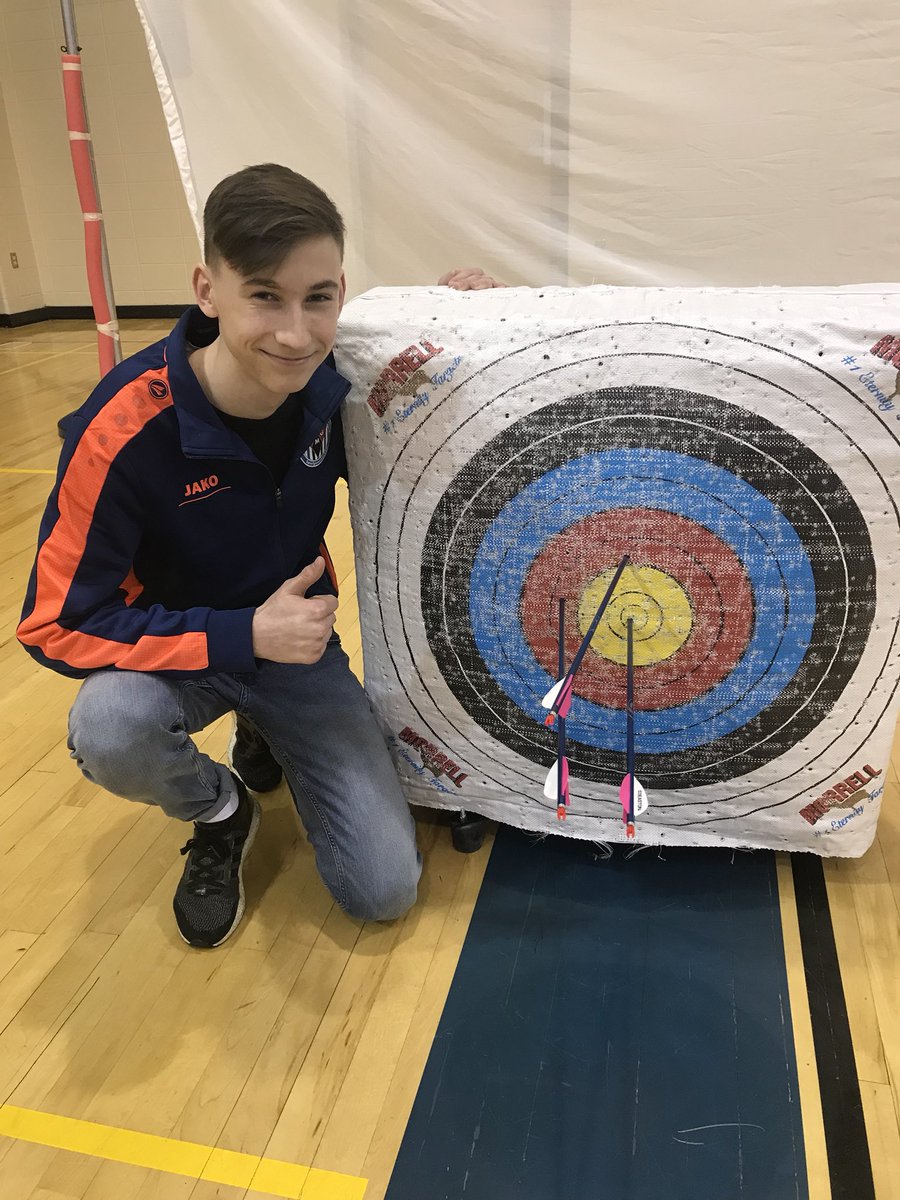 MrsMaxwellLM's tweet photo. Check out our guest German exchange student after 1 day of archery instruction! 👏👏 #Bullseye 🎯🙌🙌 #lmtsd #lmtsdhpe #congrats #welcome #2ndday #welldone #germany  @lmtsd @LMHPE @LMTSD_LMHS https://t.co/WduD4K6QcQ