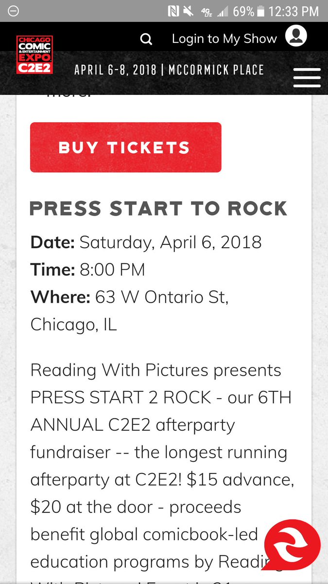 AlexBCosplay's tweet photo. @c2e2 I'm confused.  Is this party tonight  (the 6th)? Or is it Saturday?? https://t.co/npPVsVflYL