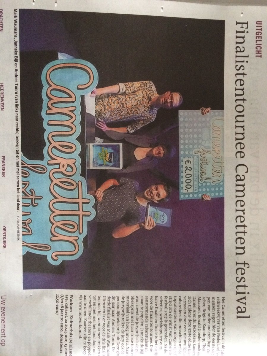 Vandaag in de #leeuwardercourant. Morgen in de #klameare #workum #erzijnnogkaarten