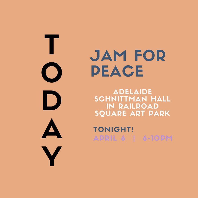 Todays is the day! Join us tonight in #RailroadSquare for a night of music, games, raffles, food, and more. We can't wait to see you there! #JamforPeace #GlobalPeaceExchangeFSU #FSU #FirstFriday