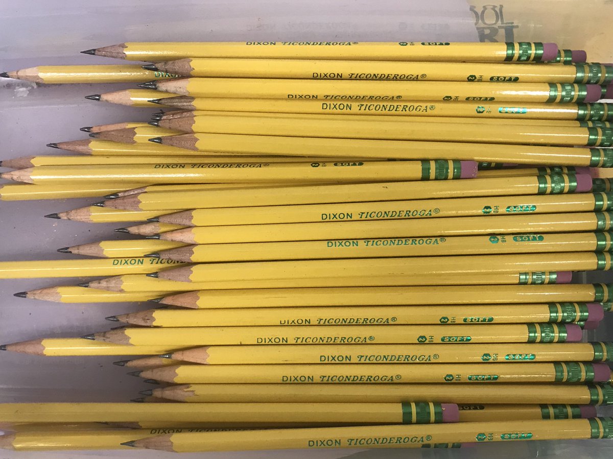 art_with_fowler's tweet photo. How long before these beautiful, sharpened pencils become tiny pencil stubs?! Care to make it interesting? I say 1 week! #artroomproblems #ticonderoga #dokidseatspencils? https://t.co/nmwjpUn4iI