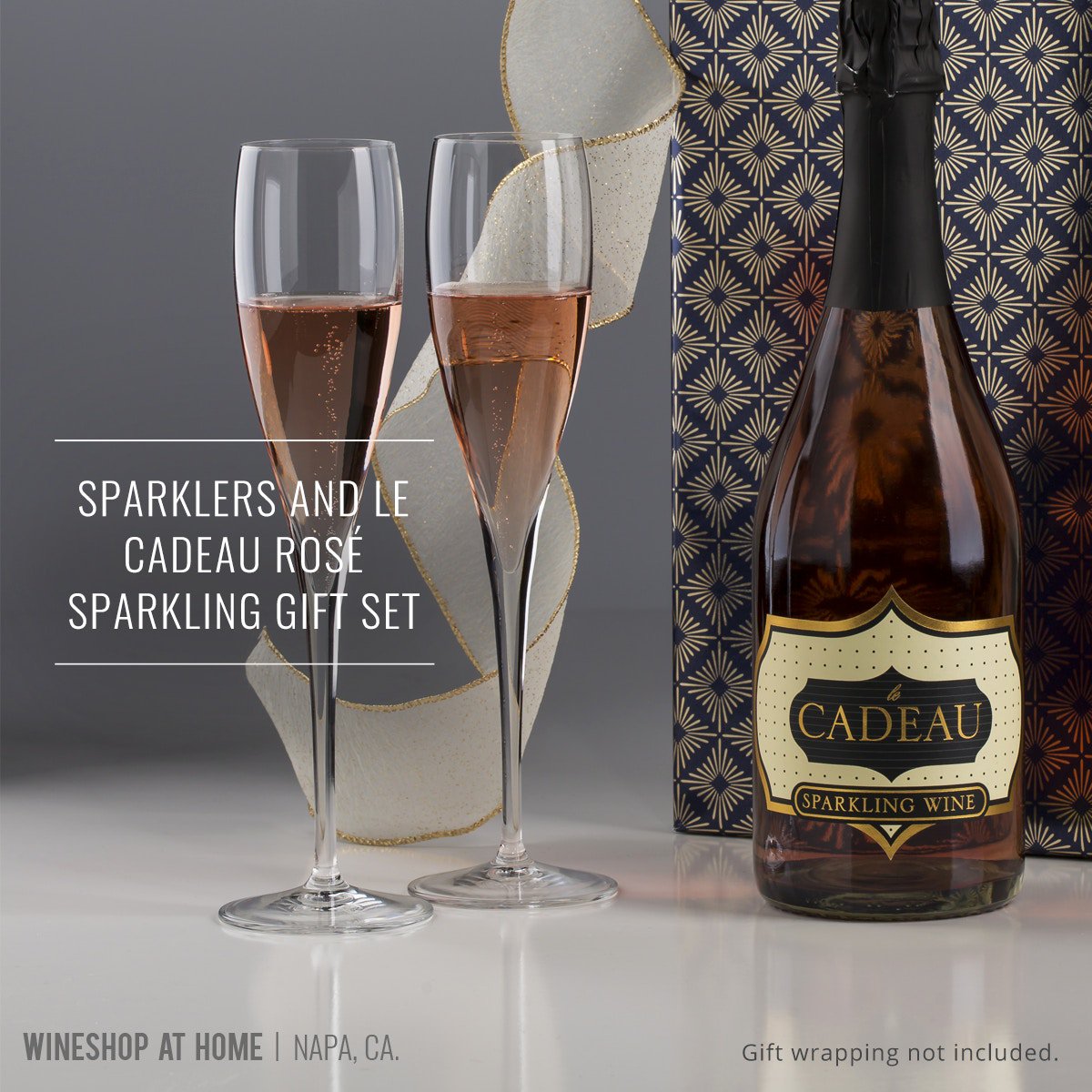 divinewithwine's tweet photo. A beautiful wedding gift idea. This sparkling gift set will have them raising their glasses in style. This special features one bottle of our le Cadeau Rosé Sparkling Wine and a set of two Italian crystal, Artisan 5 Star “The Sparkler” Stems. (Gift wrapping not included.) https://t.co/AVyHz9vLaX