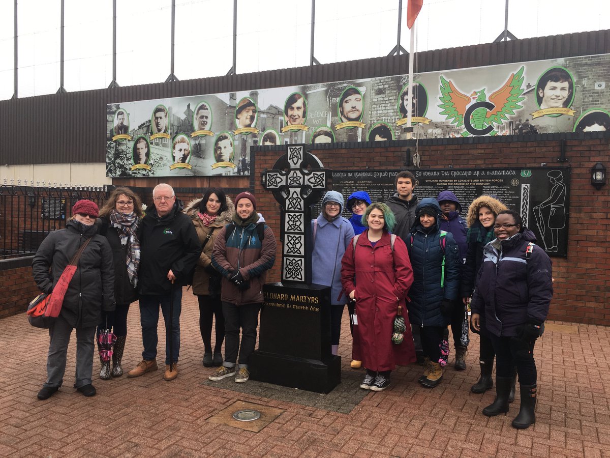 IPCRArcadia's tweet photo. The IPCR class visited Clonard Martyrs Memorial Garden during our Ireland trip this year. The memorial pays tribute to those killed in one Belfast neighborhood during The Troubles, the deadly 1968-1998 conflict over the constitutional  status of Northern Ireland. #nireland #ipcr https://t.co/iOsgbGva7P