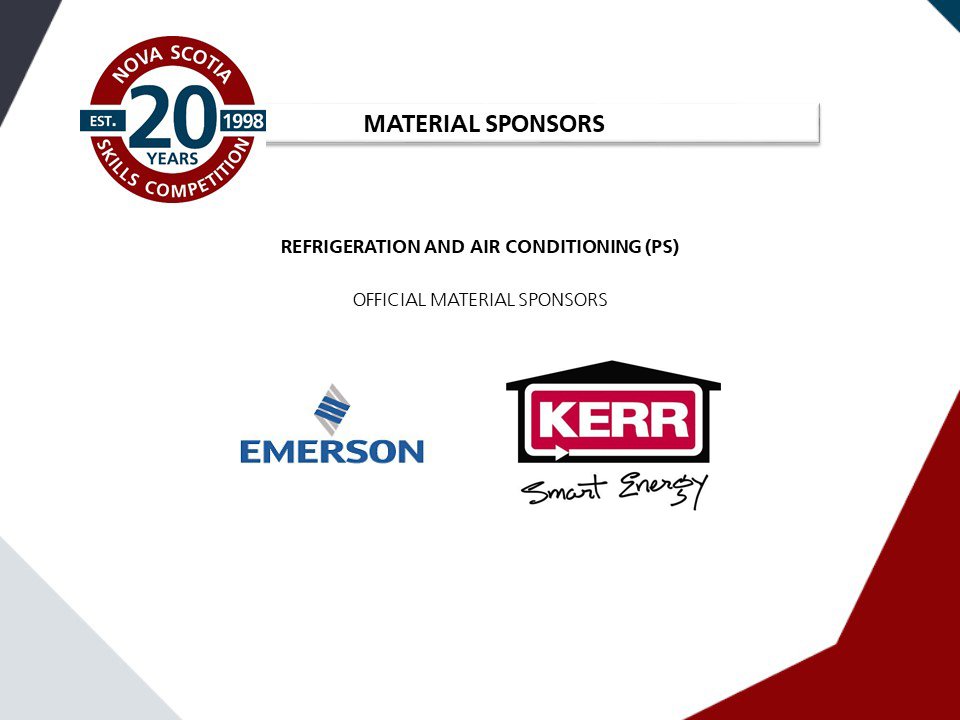 Skills_NS's tweet photo. Chillin’ at the Refrigeration & Air Conditioning competition today thanks to our super “cool” material sponsors, @kerrcontrols and @EMR_Automation. #SkillsComp2018 #refrigeration #airconditioning #students #apprentices #industry #StriveForExcellence #ThankYou https://t.co/vxpurDBSKT