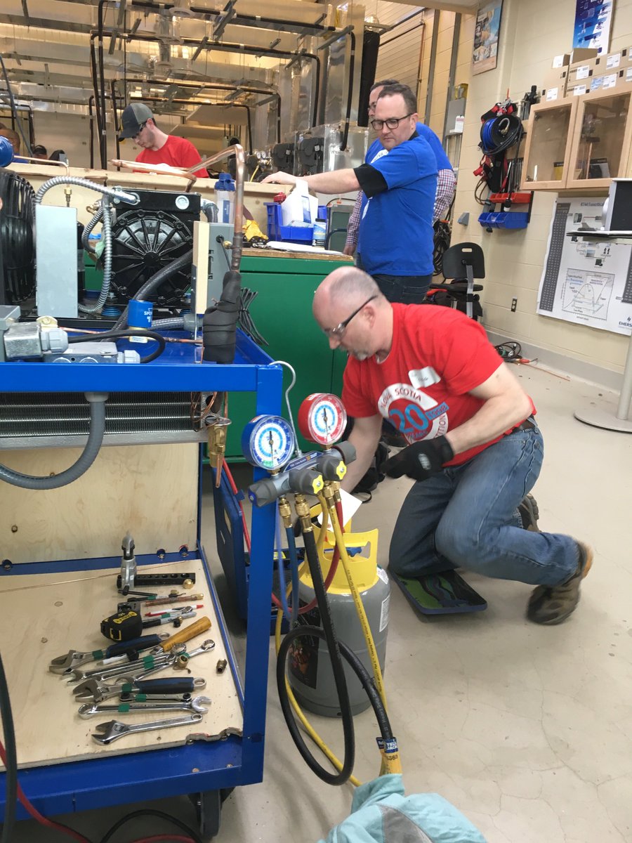 Skills_NS's tweet photo. Chillin’ at the Refrigeration & Air Conditioning competition today thanks to our super “cool” material sponsors, @kerrcontrols and @EMR_Automation. #SkillsComp2018 #refrigeration #airconditioning #students #apprentices #industry #StriveForExcellence #ThankYou https://t.co/vxpurDBSKT