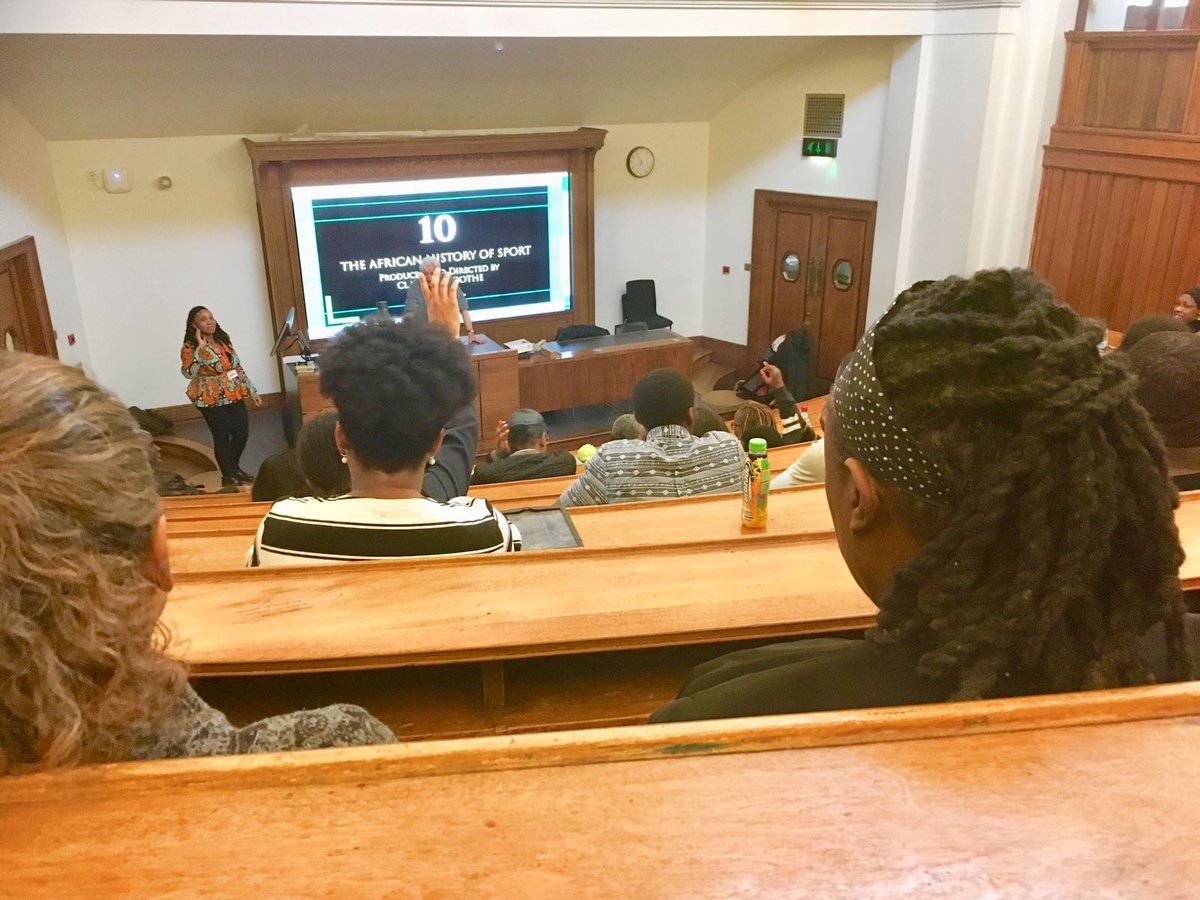 IBCMS_uk's tweet photo. Charmaine Simpson of Black History Studies introducing and launching the new documentary 'The African History of Sport' by @IBCMS_uk at UCL. #AfricanHistoryOfSport #AfricanHistoryMatters #Films #CommunityCinema #DecolonisingTheNarrative #BlackHistory https://t.co/Pe7cI8P9h7