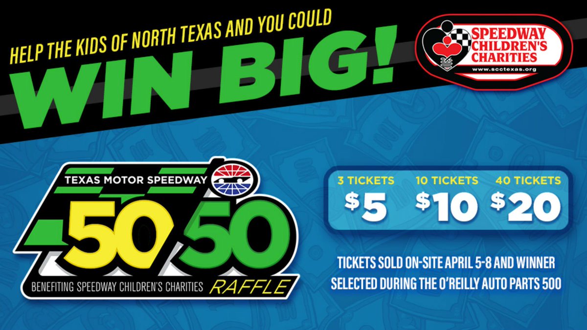 SCCTX's tweet photo. You could WIN BIG this weekend! Look for our SCC volunteers around @TXMotorSpeedway all weekend! #KidsWin https://t.co/G6xIBdTYCw
