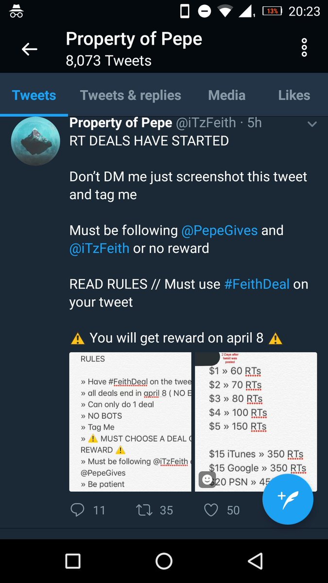 DeaneWake's tweet photo. Big RT deal for @iTzFeith #FeithDeal I need 100 RT’s in two days!!!! I get 4$ and I will give all of it away to you guys! Please help me out, I’ll help you guys out! https://t.co/UWadmgWyMw