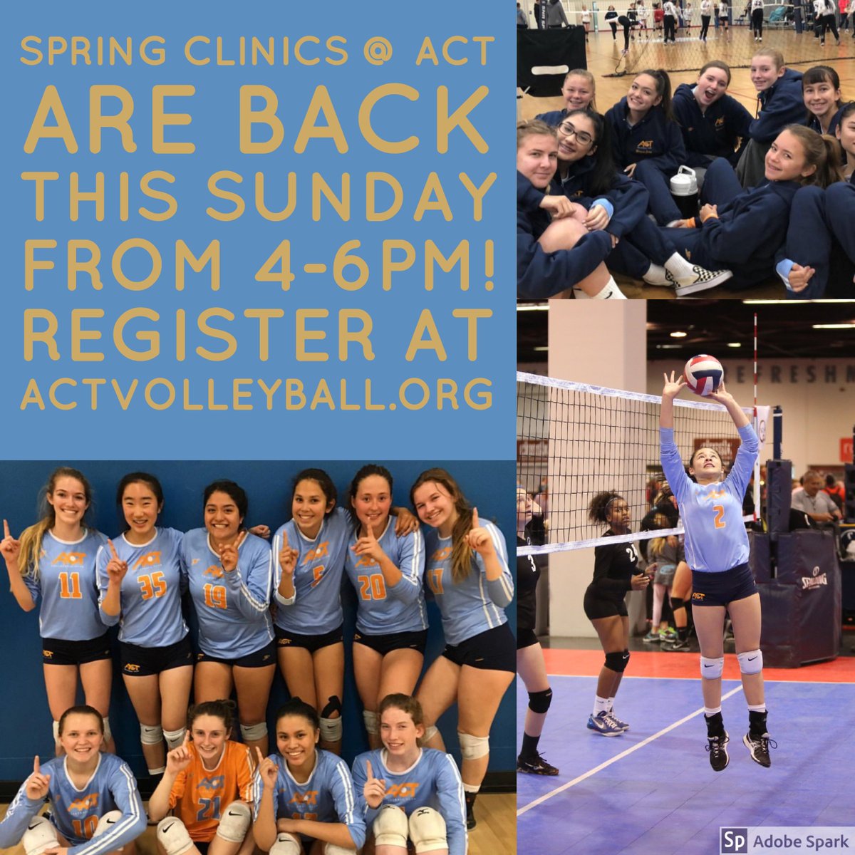 ACTvolleyball's tweet photo. Clinics are back this Sunday from 4-6pm! Register below or at https://t.co/v1DQa67qic
https://t.co/Ig9YAwQ35Q https://t.co/TuRlqjuCiF