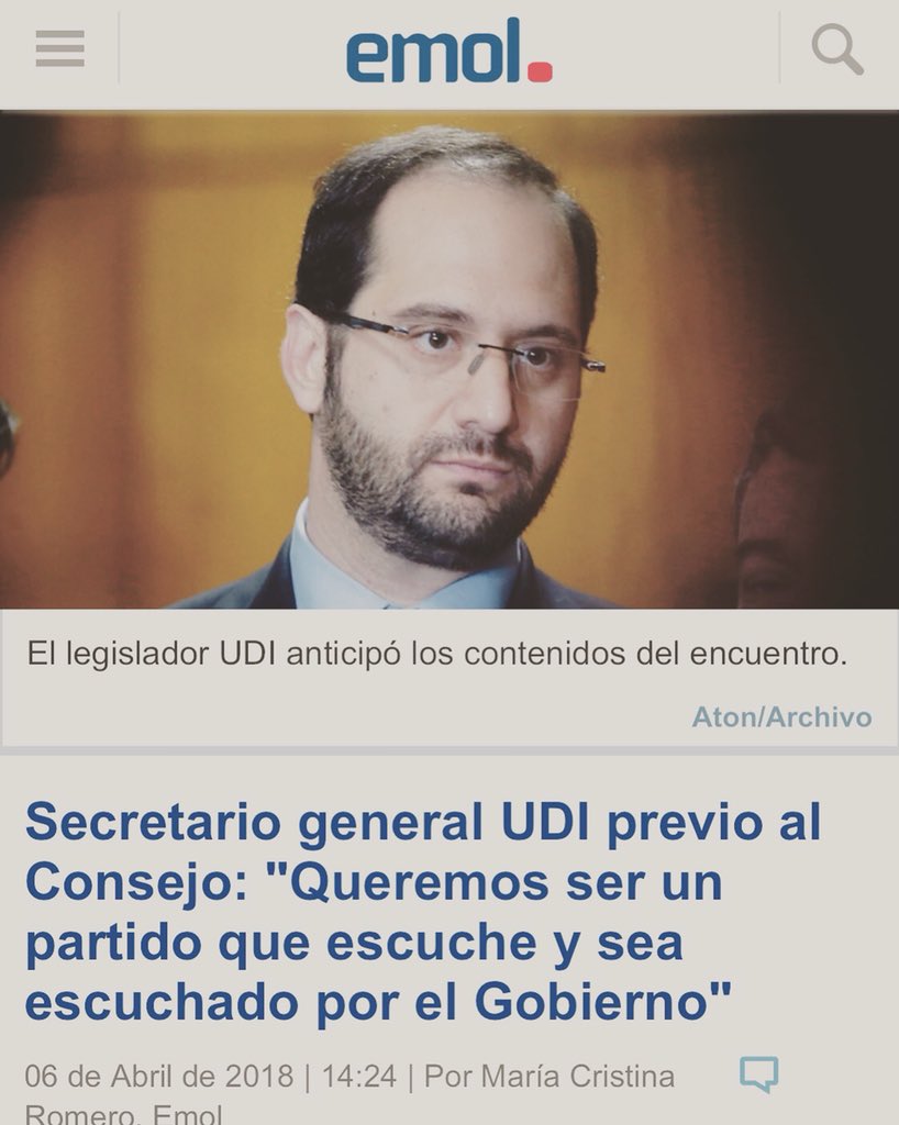 Diálogo y lealtad... 
Secretario general UDI previo al Consejo: "Queremos ser un partido que escuche y sea escuchado por el Gobierno" emol.com/noticias/Nacio… vía @emol