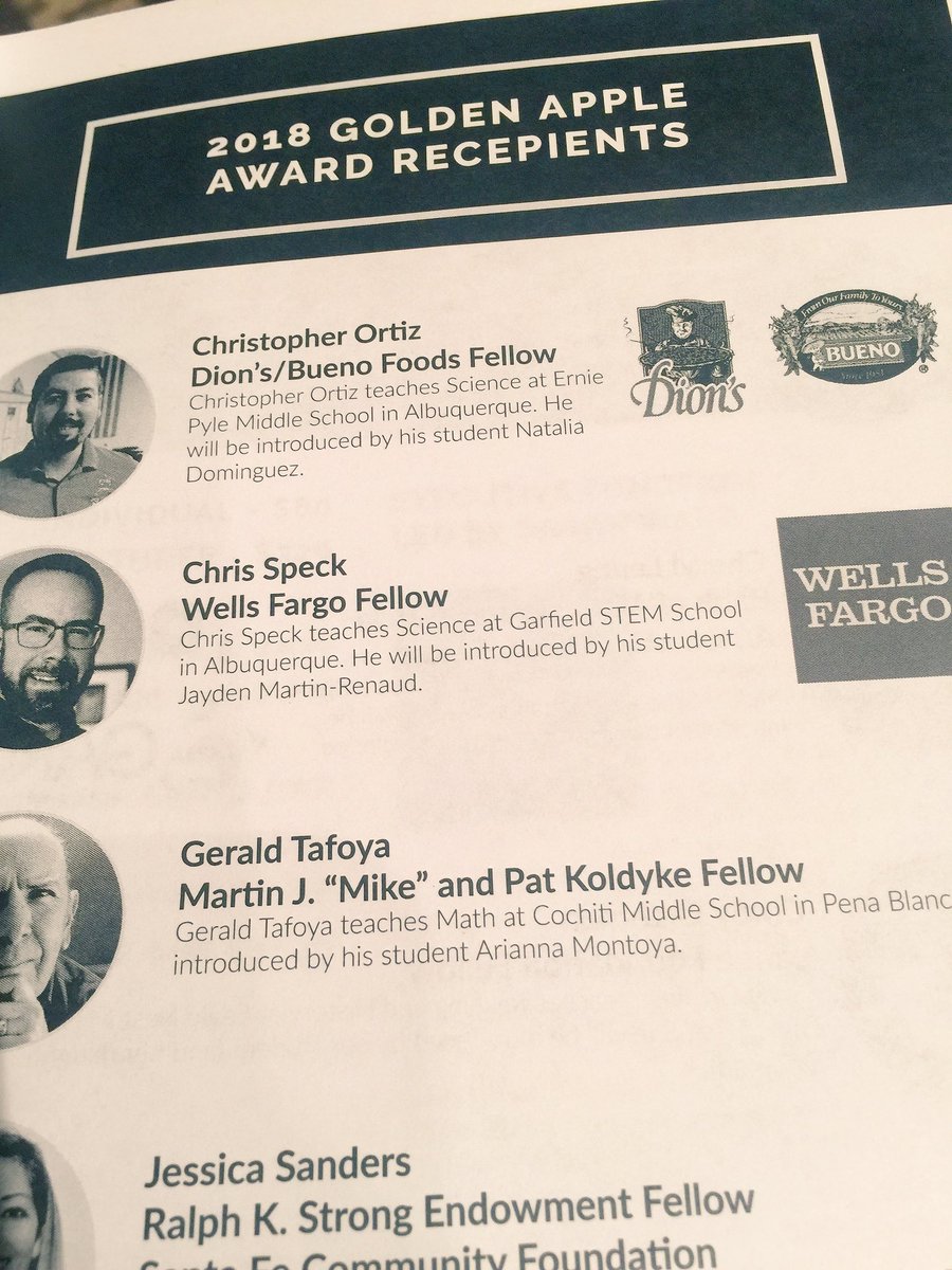 jrior89's tweet photo. Way to go Chris Speck for your @goldenapplenm award @WellsFargo is honored to sponsor you and this amazing way to celebrate your work https://t.co/F8tdPZOgBI