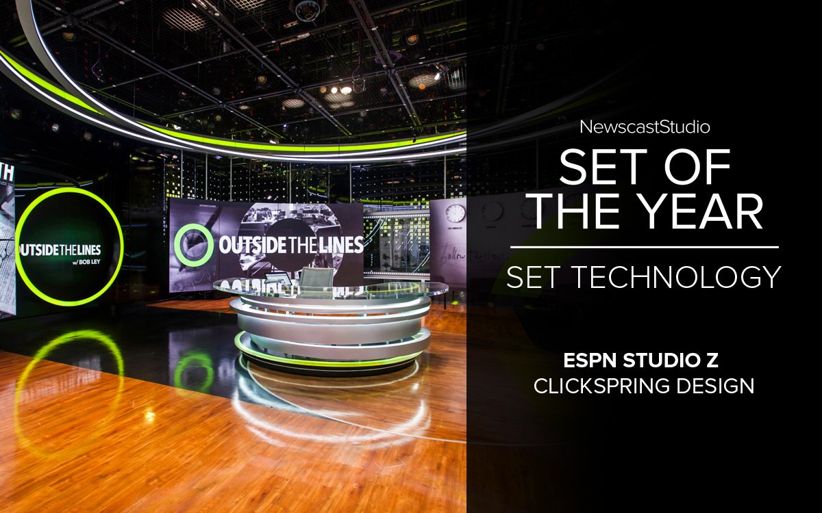 NewscastStudio's tweet photo. Congratulations to Clickspring Design for taking top honors for the @ESPN Studio Z set in @newscaststudio's national set technology #SetOfTheYear https://t.co/ffqNjGw9sY https://t.co/umcmsq9Fr2