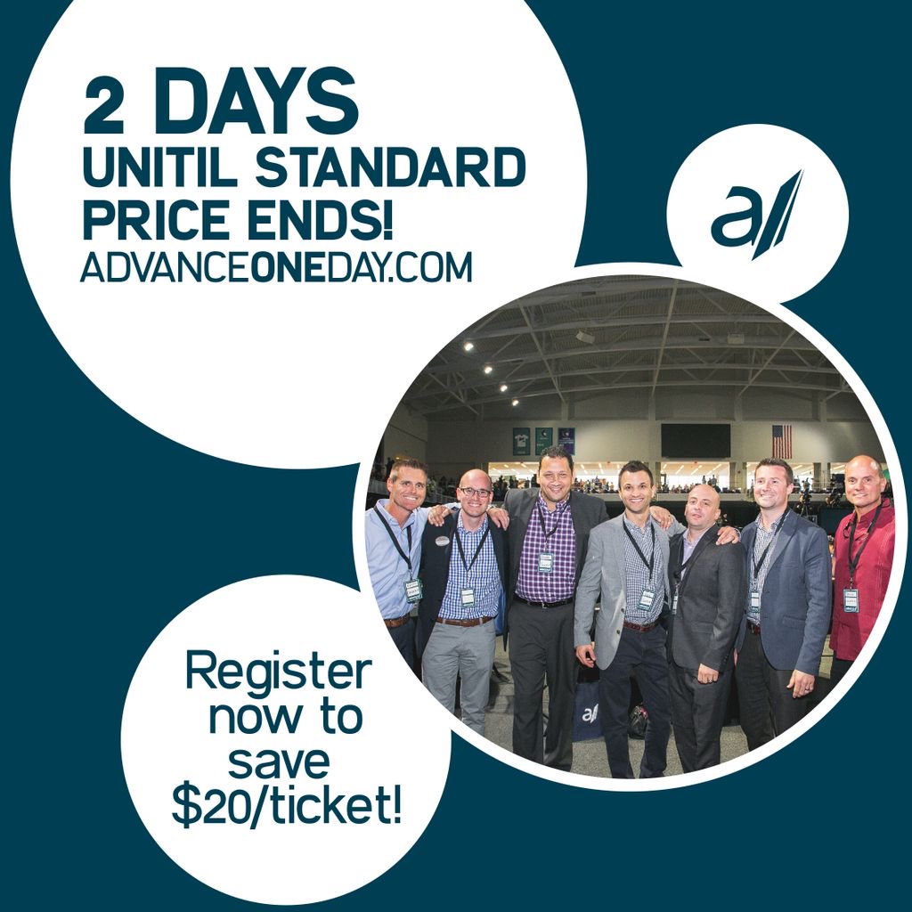 2 days to save on Advance One Day tickets! 

Add value to your team by equipping them with practical leadership skills!
Register now and join us April 20th at Suncoast Arena!
buff.ly/2GENu7v
#AOD2018