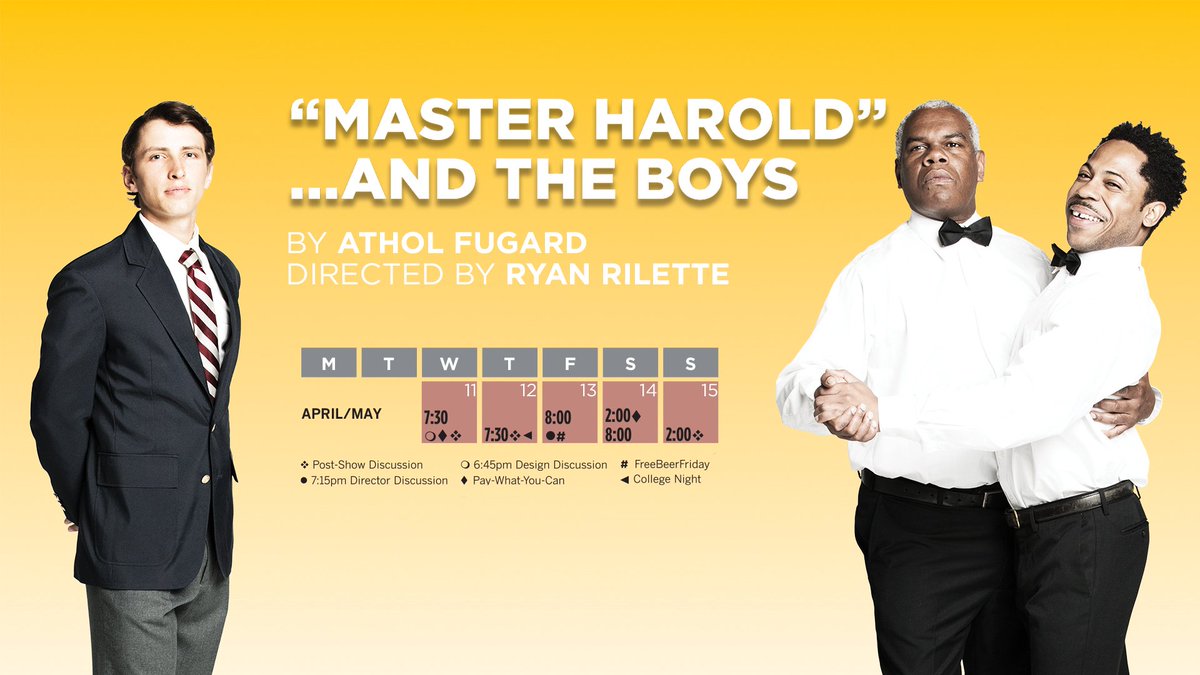 RHT_roundhouse's tweet photo. We can't wait for previews of "MASTER HAROLD!" Check out all the opportunities to enhance your experience, including Pay-What-You-Can and #FreeBeerFriday! #MasterHaroldRHT https://t.co/Sgrgk9zM7q