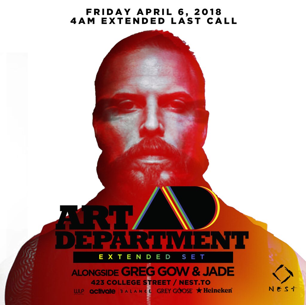 whitelabelpod's tweet photo. TONIGHT! We get down to the sounds of none other than ART DEPARTMENT @NestToronto Nest! 4AM Last Call rules are in effect for this one. Greg Gow sets us up starting at 10pm. 

Get your tickets online now at the link below. Limited tickets will be availble at the door as well. https://t.co/sNjpJG7885