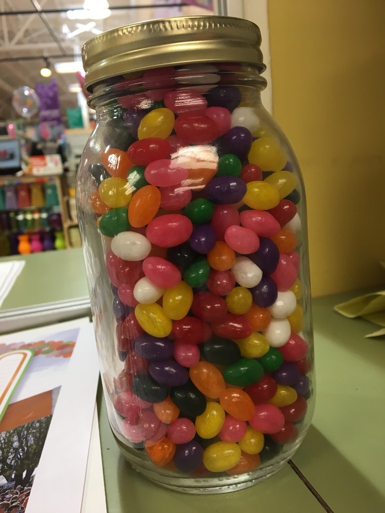 theTAYLORde's tweet photo. @WarmedCroissant Also an entry to guess how many jelly beans are in the jar- the winner gets a $50 gift card https://t.co/ld7GOOdcON