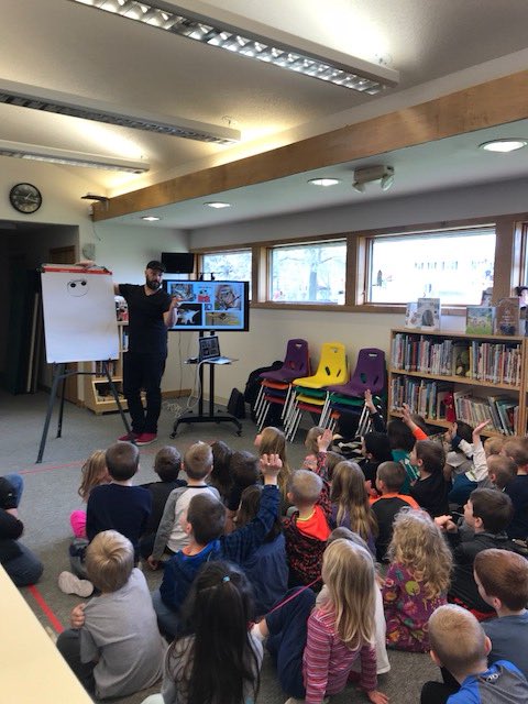 CentreCoLibrary's tweet photo. A big, fuzzy thank you to @ZachariahOHora who visited our Bellefonte, Centre Hall & Philipsburg Libraries today! #MyCousinMomo #PAOneBook https://t.co/S8XPNQsXsj