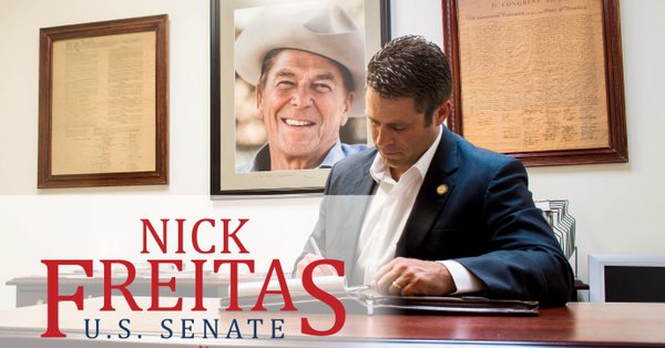 GregWest_HALOJM's tweet photo. It is time to get decisive leaders into the US Senate. Vote @NickForVA for US Senate in the Republican Primary on 12 June 2018 and let's help him defeat Tim Kaine! Nick Freitas is a former Green Beret and he knows how to get things done!!! The right choice to be your voice! https://t.co/nEhspZ8jFR