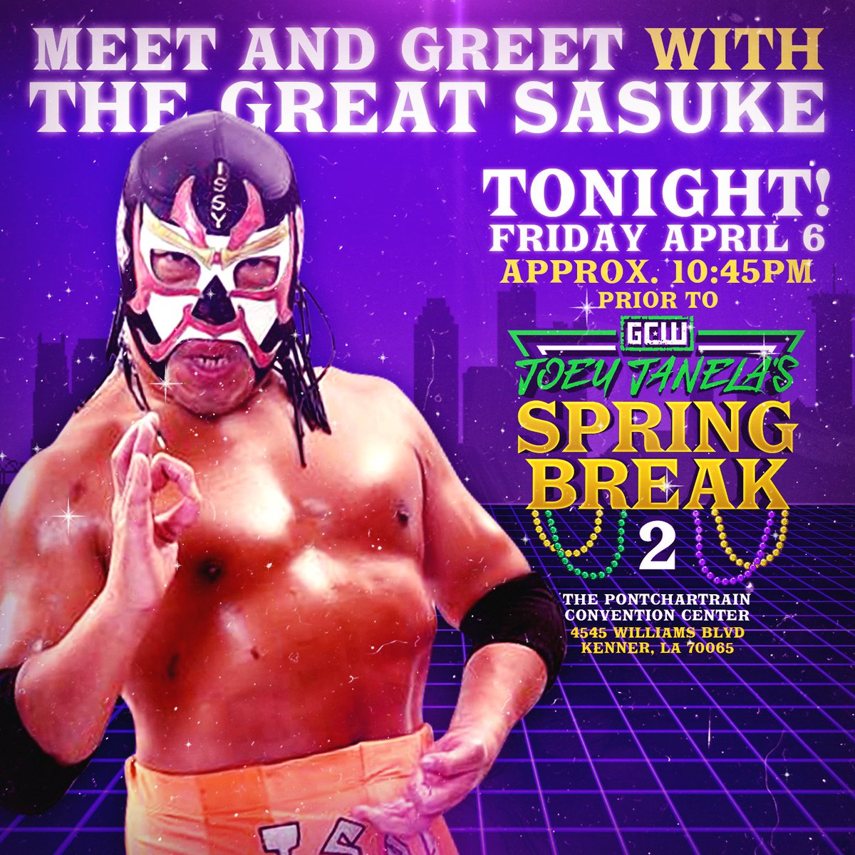 GCWrestling_'s tweet image. Japanese wrestling legend THE GREAT SASUKE will be appearing for a Special Meet and Greet prior to the start of #JJSB2 

Photo Ops and Auto's available!