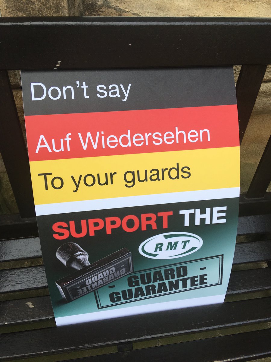 RMTNRC's tweet photo. Message to Deutsche Bahn running the Arriva Rail North franchise couldn't be clearer. Great people of the North don't want to say auf wiedersehen to guards. We've told DB that DOO is Bad. It's time they listened. Enter genuine tripartite talks with RMT / DfT. #NoDOO https://t.co/FPfgr8SIL8