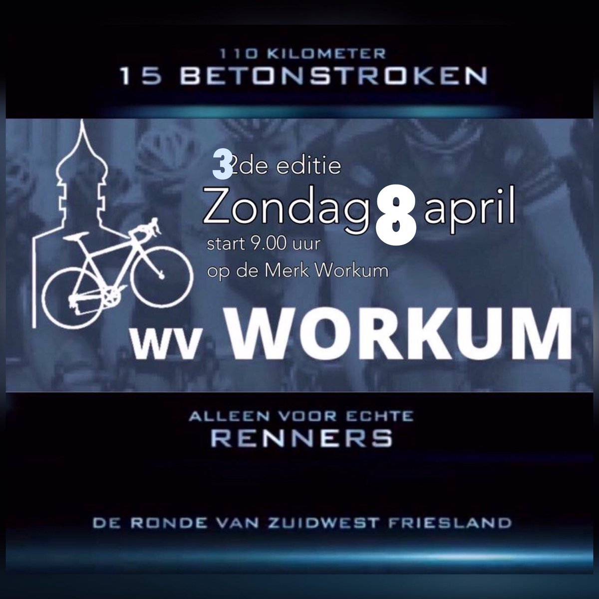Aan alle leden van Wv Workum Aanstaande zondag is het weer zover. Onze eigen Parijs- Roubaix  👍💪🚴‍♂️🚴‍♂️🚴‍♂️🚴‍♂️🚴‍♂️
De BETONPADEN TOCHT . 
Circa 110 km waarvan meer dan 15 betonstroken. 
Laat even weten via de Wv appgroep +1 of je meegaat. Tot zondag!